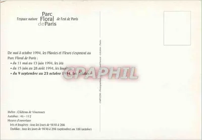 Parc Floral de Paris — Exposição de Plantas e Flores — Mairie de Paris — Verso