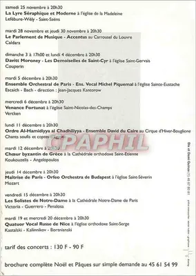 Festival Art Sacré della città di Parigi — Mairie de Paris, 1995-1996 — Verso