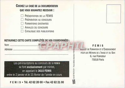 FEMIS — zawody obrazu i dźwięku — afisz promocyjny — Rewers