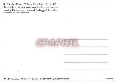 Catedral Romana de São José — Zanzibar — HSP Publications — Verso