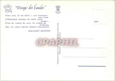 Landes — Karta pocztowa turystyczna z mapą i lokalnymi scenami — Rewers