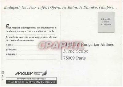 Budapest, 2 godziny od Paryża — MALEV Hungarian Airlines — Rewers