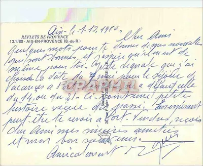 Aix en Provence — Reflejos de Provenza — Sociedad P. F. ARSEILLE — Reverso