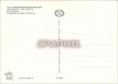 Aiguille do Midi — Chamonix-Mont Blanc — Impressor Combier — Verso