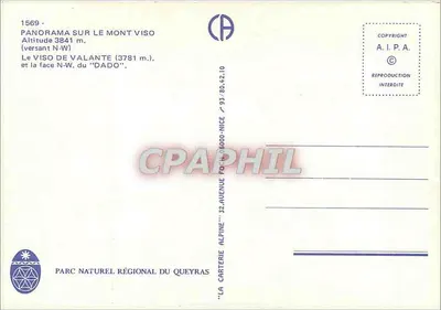 Pejzaż na Mont Viso — po stronie N-W — wydawca La Carterie Alpine, n° 1569 — Rewers