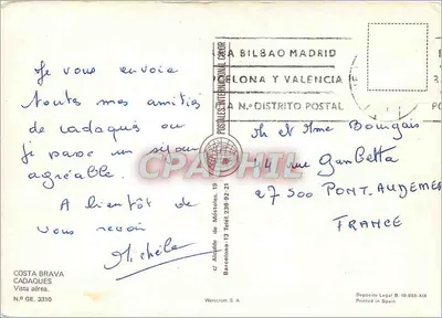 Cadaqués — widok z lotu — Wertschom, S.A. N.º GE 3310 — Rewers