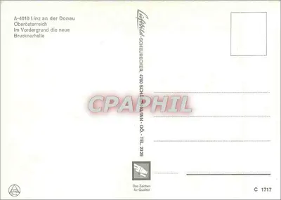 Brucknerhalle — Linz na margem do Danúbio — editor Schuhecker — Verso
