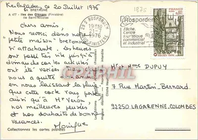 Islas de Glénans — Isla de San Nicolás — Ediciones Heurlier — Reverso