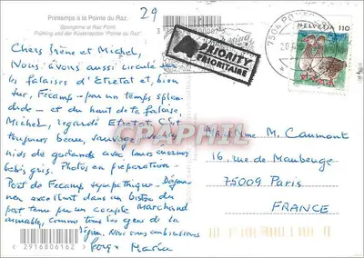 Pointe du Raz — Vista das falésias e do farol — Editor Helvetia, n° 29 — Verso