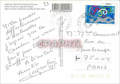Tapeçaria de Aubusson — Diane caçadora — Éditions La Libre Imprimerie — Verso