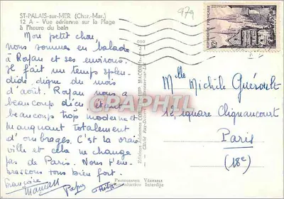Saint-Palais-sur-Mer (Charente-Maritime) — Vista aérea da praia no horário do banho — Edições MACON — Verso