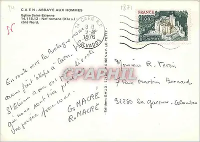 Abbaye aux Hommes — Kościół św. Etienne, nawy romańskie (XII w.) — Wydawnictwo GAUD - 77125 Moisenay-le-Petit — Rewers