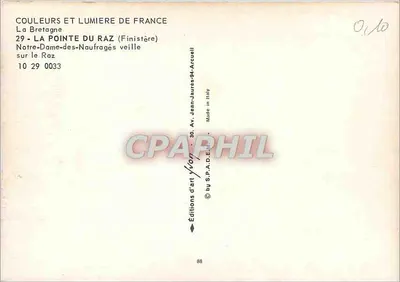 La Pointe du Raz — widok panoramiczny — Éditions d'art S.P.A.D.E. n° 10 29 0033 — Rewers