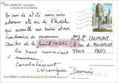 As Gorges da Ardèche — O Rocher da Catedral — Ed. D. PIGNOL — Verso
