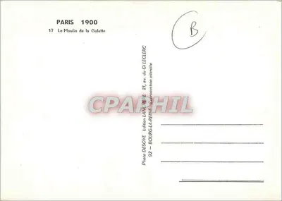 Paris 1900 — O Moulin de la Galette — Edição LANCLE — n°17 — Verso