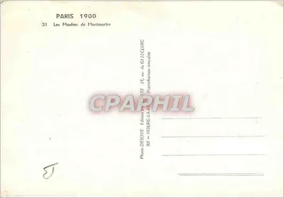 Os Moinhos de Montmartre — Paris 1900 — Edição GI LECLERC — Verso