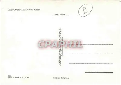 O Molino de Longchamp — Lyoncolor — editor Abeille-Cartes, Paris, n° 601 — Verso
