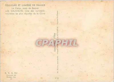 Les Calanche — Les Calanche, una delle curiosità naturali più famose della Corsica — Edizione Jean-Jaures — Verso