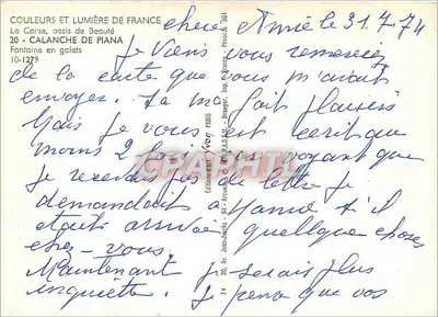 Fuente de guijarros — Calanche de Piana — Ediciones Jean-Jacques, París — Reverso