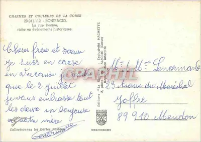 Rue Longue — Bonifacio, Korsyka — Wydawnictwo La Cigogne — Rewers