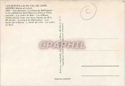 Angers — Las maravillas del Valle del Loira — Ediciones Valoire — Reverso