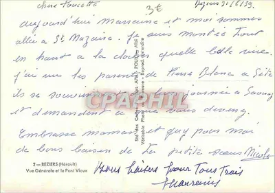 Beziers (Hérault) — Algemene uitzicht en de Oude Brug — uitgever APA — Achterkant