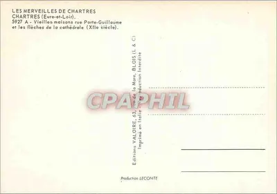 Okręgi Chartres — Stare domy ulicy Porte-Guillaume i wieże katedry (XII wiek) — Wydawnictwo Valoire — Rewers
