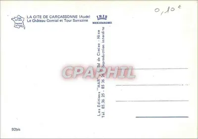 Carcassonne — Zamek Komtalny i Wieża Sarrazine — Les Éditions 'MAR' — Rewers