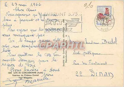 Zamek Komtalny — Miasto Carcassonne — Société des Cartes APA-POUDX — Rewers