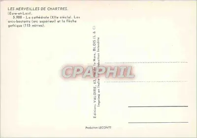 Chartres — Gotycka katedra — Éditeur Valoire — Rewers