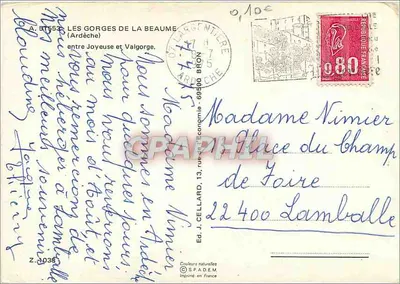Vivaraïs : as gargantas da Beaume — Ed. J. Cellard, SPADEM — Verso