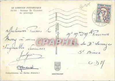 O Limousin pitoresco — Barragem de Chammet na primavera — Éditions Mexichrome, n°19/162 — Verso