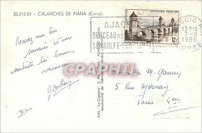 Cygieńka — Kalanche de Piana (Korsyka) — Wyd. 'La Cigogne' - Ajaccio — Rewers