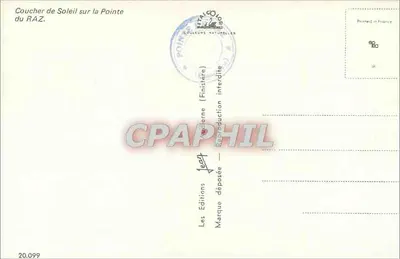 Zachód słońca na Punkcie RAZ — Finistère — Éditions Couleurs Naturelles — Rewers