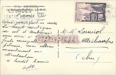 Lourdes — Basiliek en Pic du Jer — Uitgave P. Doucet Lourdes — Achterkant
