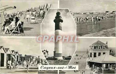 Cayeux-sur-Mer — praia, farol e cabines — editor: Cie des Arts Photomécaniques