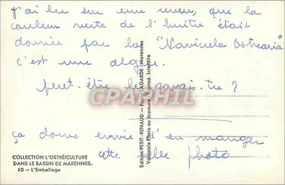 Cultivo de ostras — Embalagem — Edição PETIT-RENAUD — Verso
