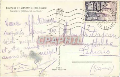 Argentières (1253 m.) i jego lodowiec — Gany — n°8581 — Rewers