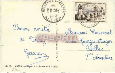 Place de l'Hôpital — Vichy — Cie des Arts Photographiques Allier — Verso