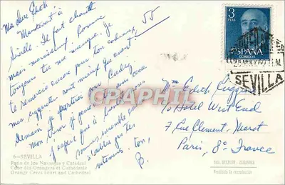 Sevilha — Pátio dos Limões e Catedral — Editor DELFLON - ZARAGOZA, n°6 — Verso