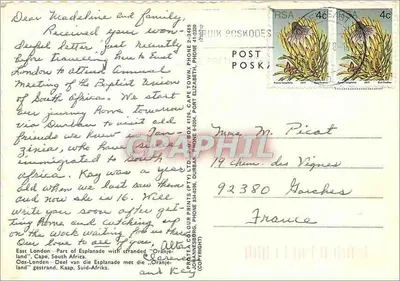 Uitzicht op de Esplanade in Kaapstad — uitgever Protéa Colour Prints (PTY) Ltd — Achterkant