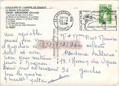 Arcachon — Vista panorâmica e cenas de praia — Edições Jean-Jaurès — Verso
