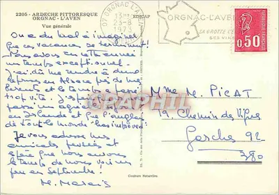 Orgnac-l'Aven — Vista geral — Editor: Couleurs Naturelles, n° 71 — Verso