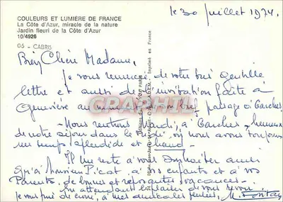 Jardin fleuri de la Côte d'Azur — Cabris — Éditions de France — Verso