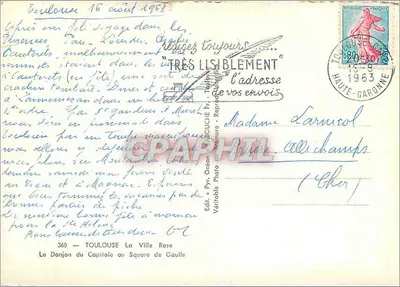 Toulouse — El Donjon del Capitole en el Square de Gaulle — Ed. Pyr. Doucicé — Reverso