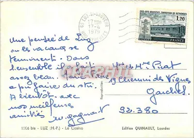 O Casino — Luz-Saint-Sauveur — Edição Quinault, Lourdes — Verso