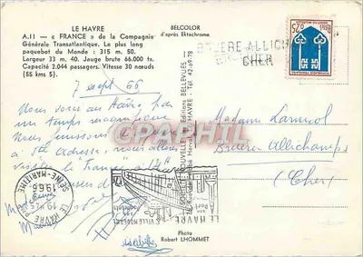 Le France — statek pasażerski Compagnie Générale Transatlantique — Éditions Belcolor — Rewers
