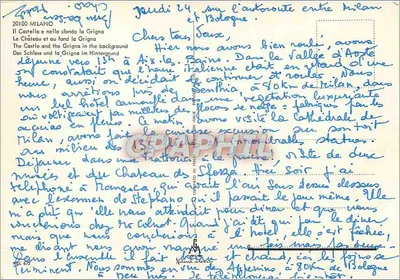 Milão — O Castelo Sforza e o fundo da Grigna — editor não identificado — Verso