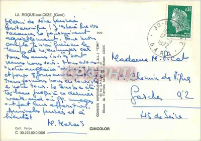 La Roque-sur-Cèze — widok panoramiczny i krajobraz rzeczny — CIMCOLOR — Rewers
