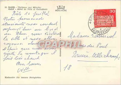 Basel - Ratusz i Katedra — Wydawnictwo Iris Mexichrome, nr 33 — Rewers